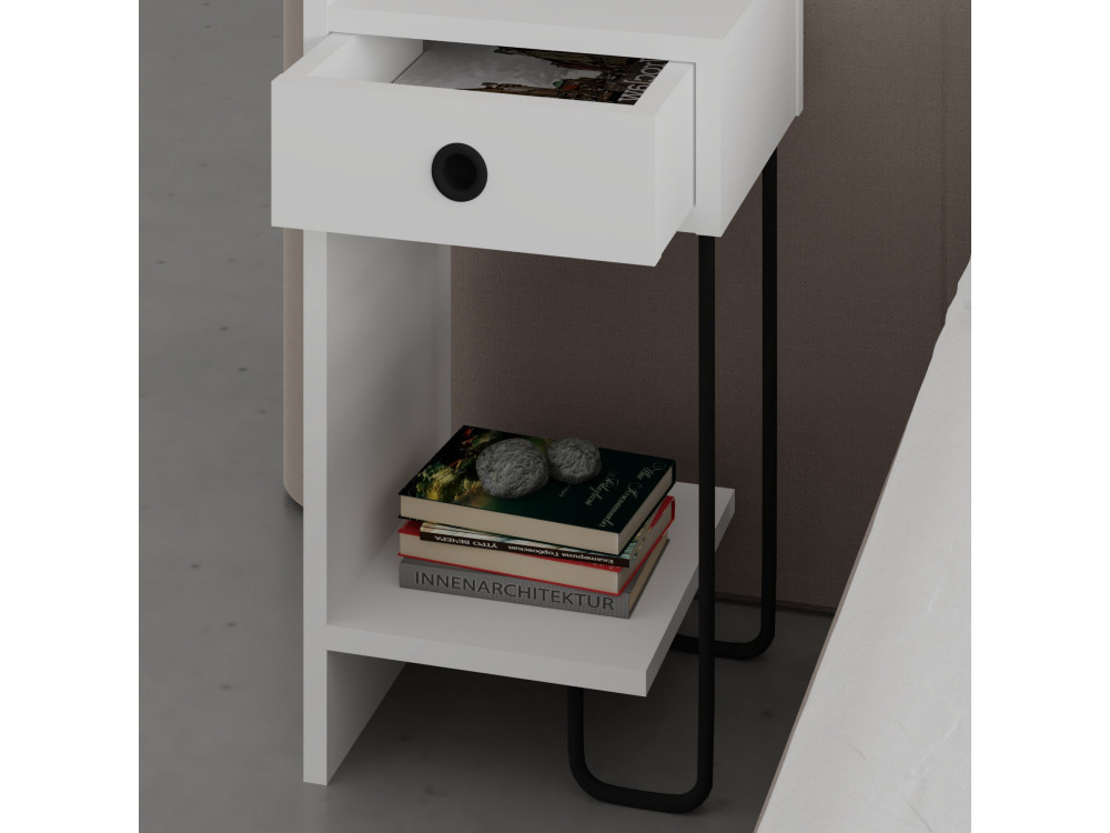 Mesa de cabeceira de madeira "Sirius" - 32 x 30 x 61 cm - Branco