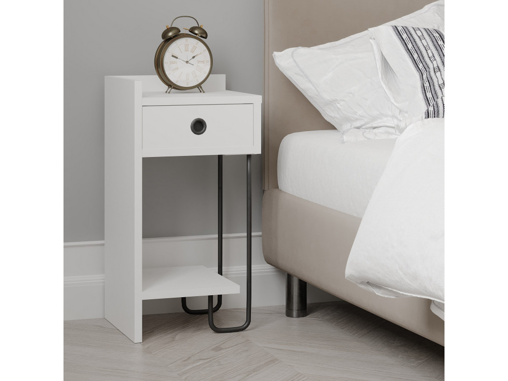 Mesa de cabeceira de madeira "Sirius" - 32 x 30 x 61 cm - Branco