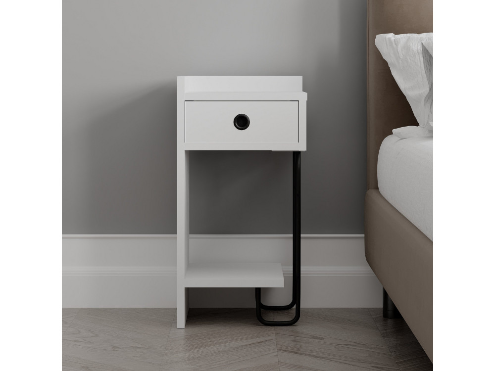 Mesa de cabeceira de madeira "Sirius" - 32 x 30 x 61 cm - Branco
