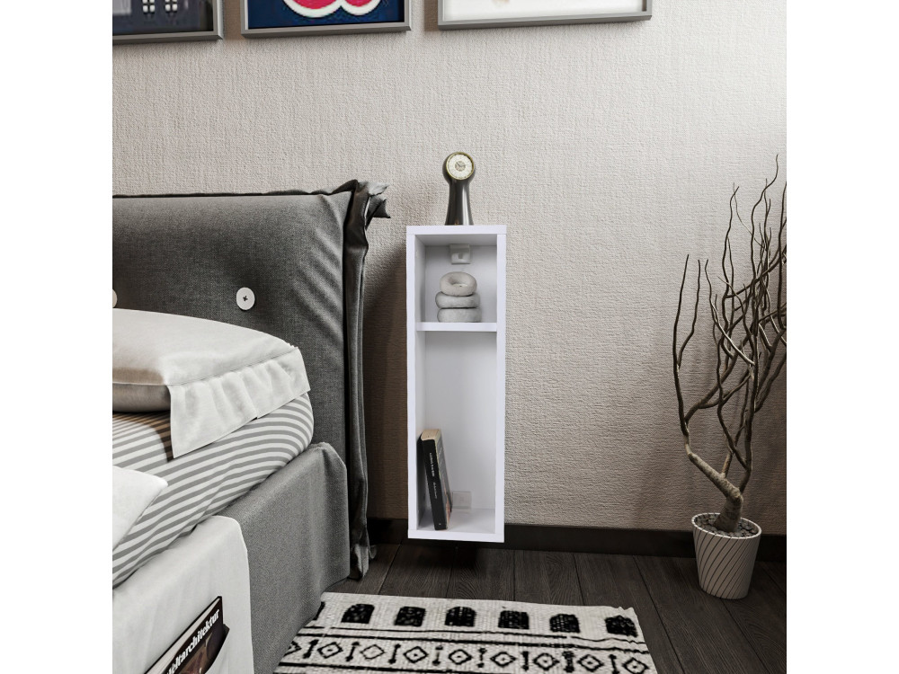 Mesa de cabeceira de madeira "Turra" - 20 x 15 x 65 cm - Branco