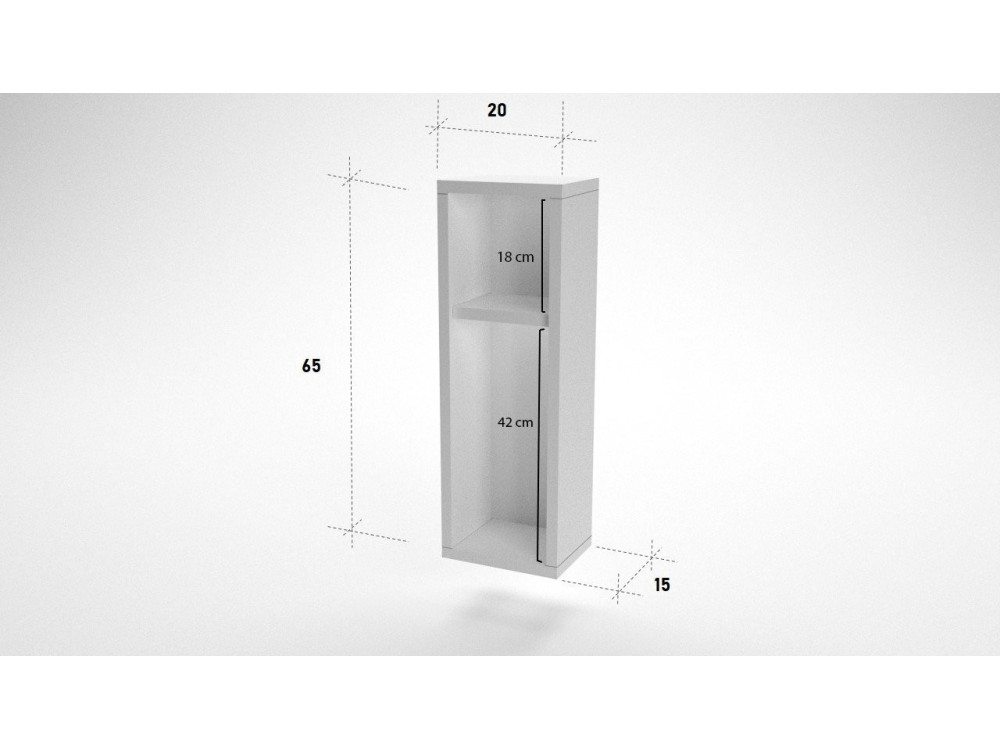 Mesa de cabeceira de madeira "Turra" - 20 x 15 x 65 cm - Branco