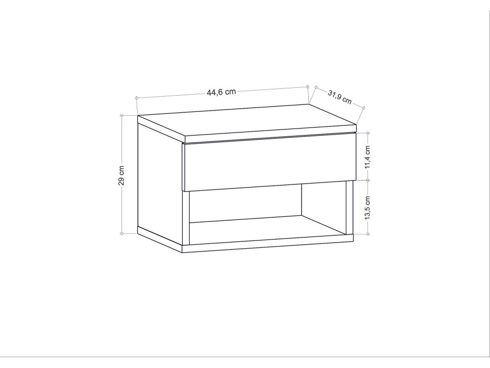 Mesa de cabeceira de madeira "Jamot" - 45 x 29 x 32 cm - Branco