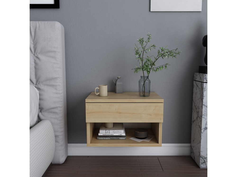 Mesa de cabeceira de madeira "Jamot" - 45 x 29 x 32 cm - Bege