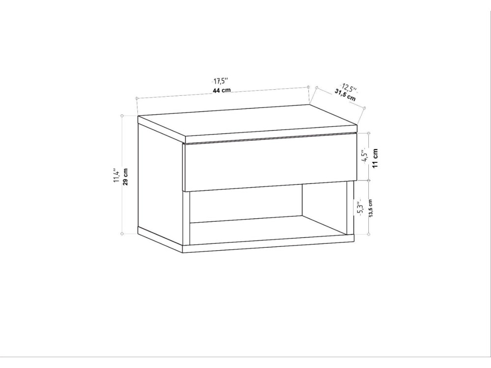 Mesa de cabeceira de madeira "Jamot" - 45 x 29 x 32 cm - Bege