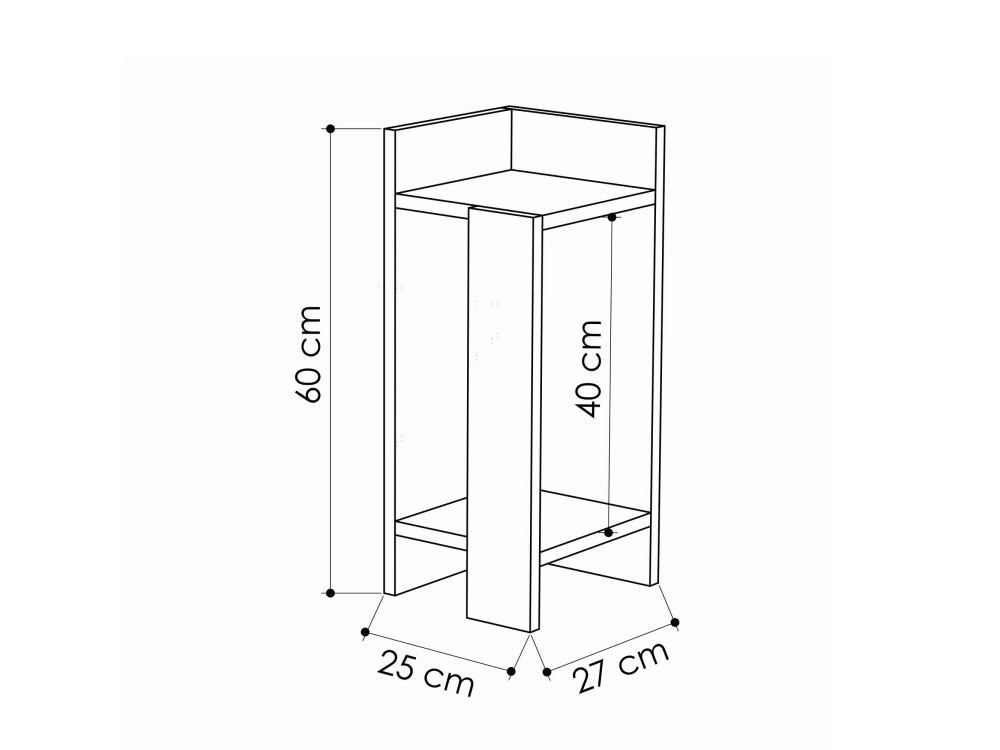 Mesa de cabeceira de madeira "Elos Right" - 25 x 27 x 60 cm - Branco