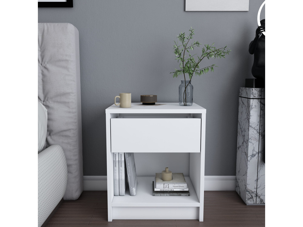Mesa de cabeceira de madeira "Sheridan" - 45 x 40 x 53 cm - Branco