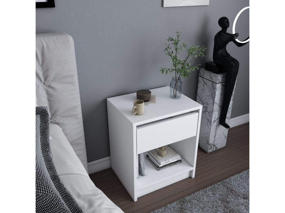 Mesa de cabeceira de madeira "Sheridan" - 45 x 40 x 53 cm - Branco