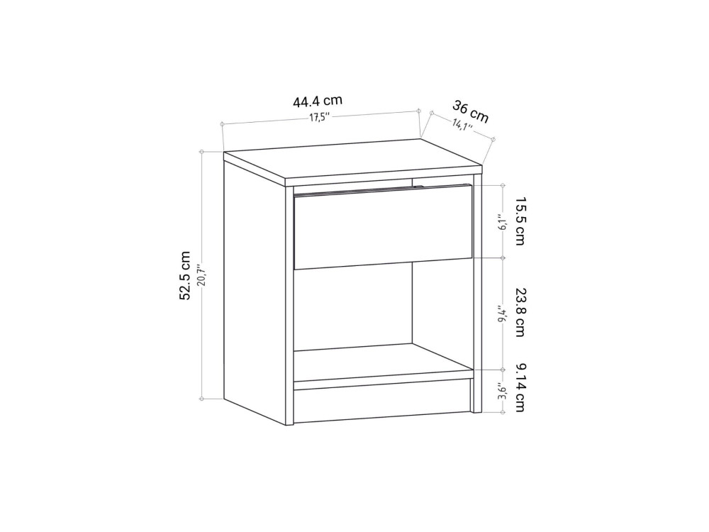 Mesa de cabeceira de madeira "Sheridan" - 45 x 40 x 53 cm - Branco