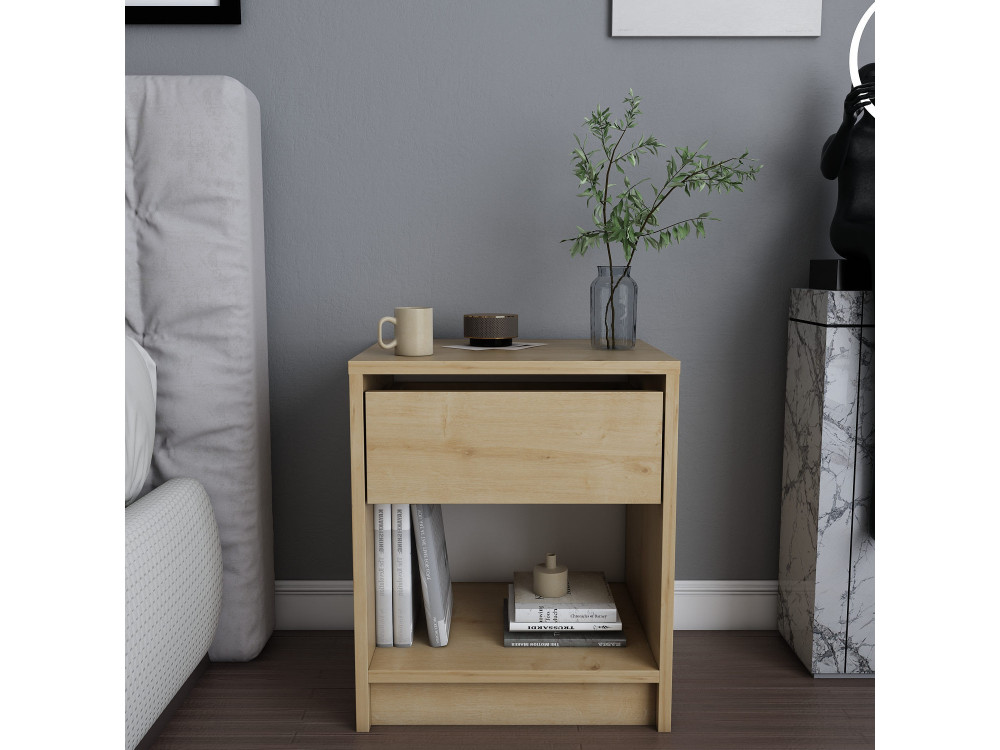 Mesa de cabeceira de madeira "Sheridan" - 45 x 40 x 53 cm - Bege