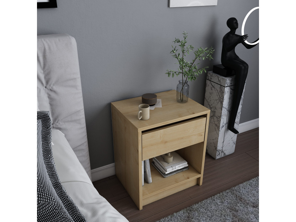 Mesa de cabeceira de madeira "Sheridan" - 45 x 40 x 53 cm - Bege