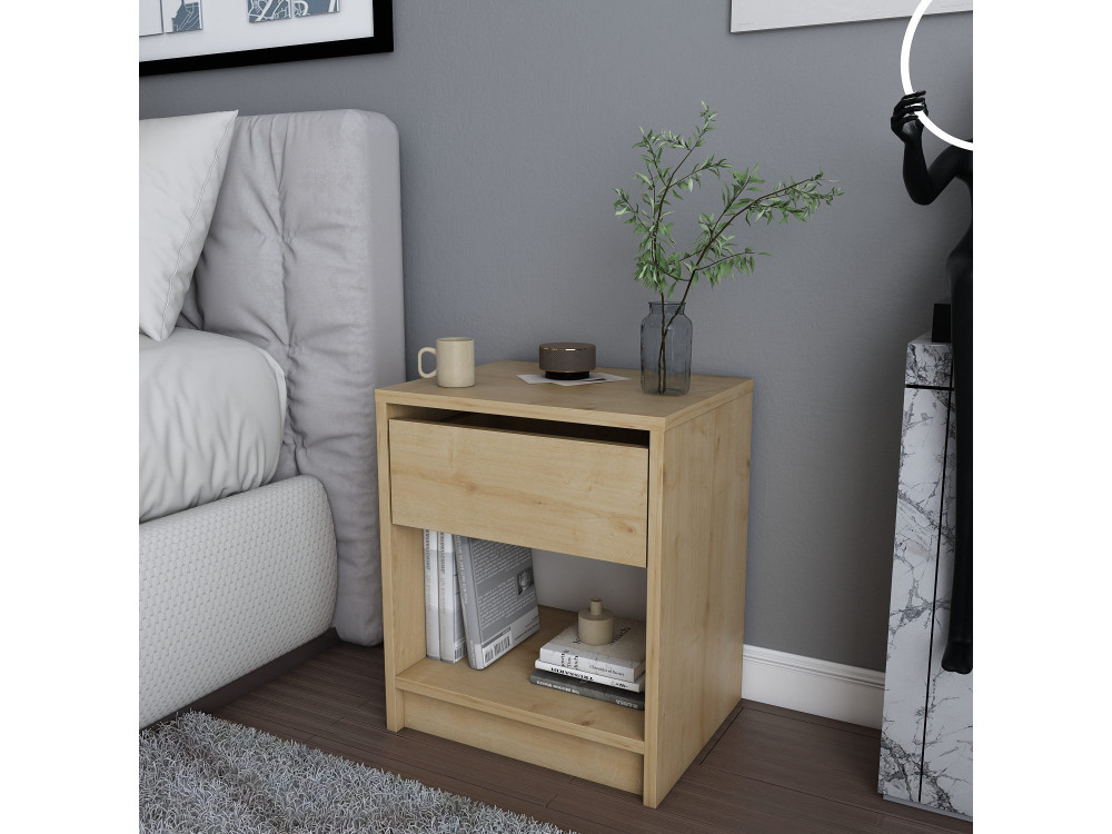 Mesa de cabeceira de madeira "Sheridan" - 45 x 40 x 53 cm - Bege