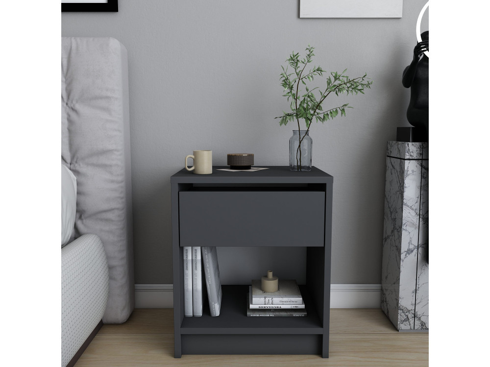 Mesa de cabeceira de madeira "Sheridan" - 45 x 40 x 53 cm - Cinzento antracite