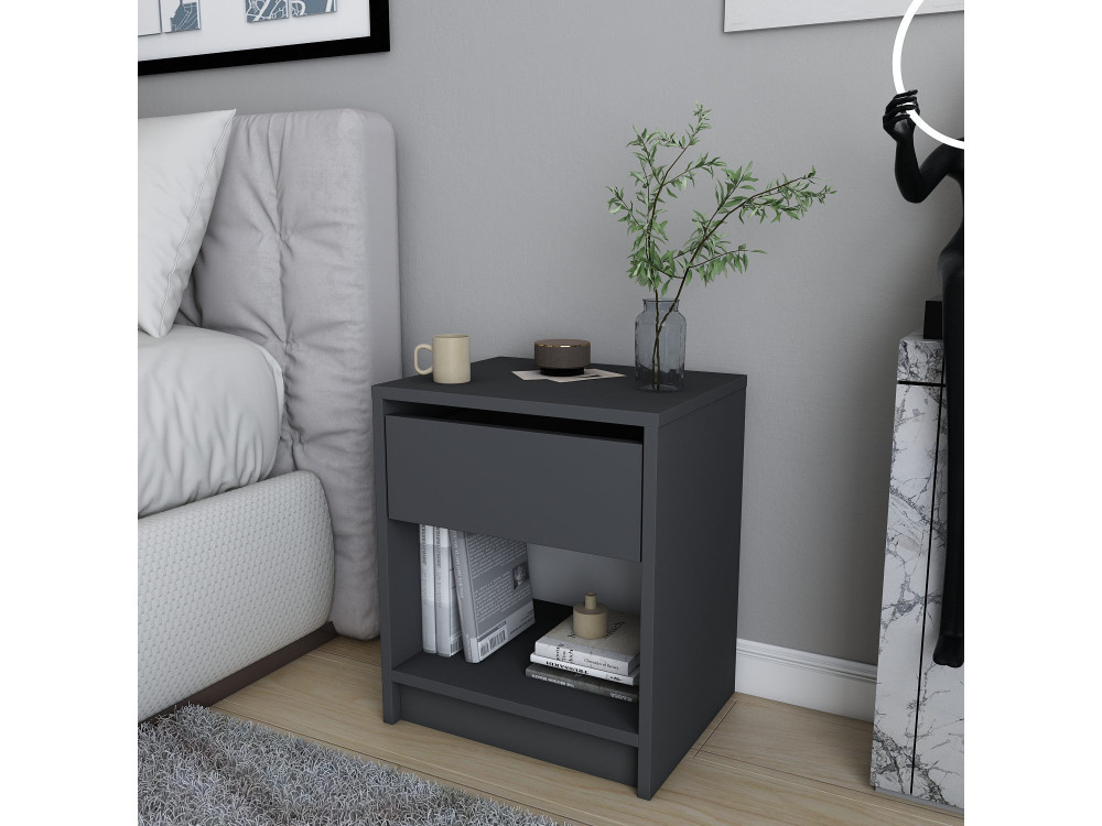 Mesa de cabeceira de madeira "Sheridan" - 45 x 40 x 53 cm - Cinzento antracite