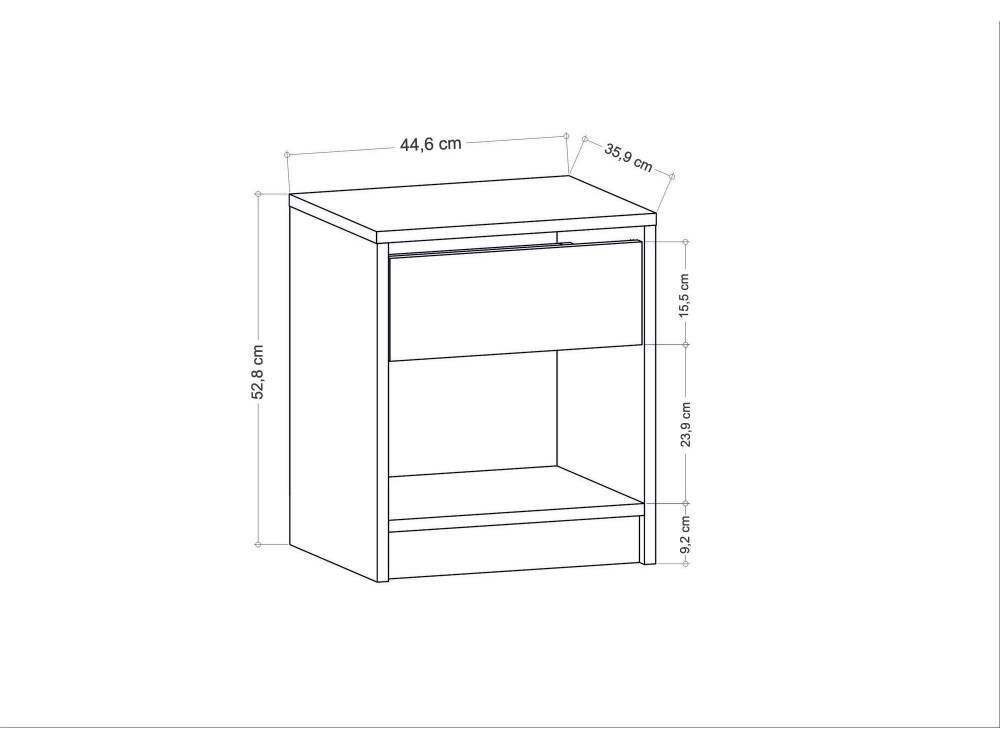 Mesa de cabeceira de madeira "Sheridan" - 45 x 40 x 53 cm - Cinzento antracite
