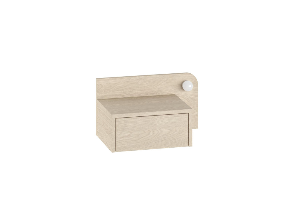 Mesa de cabeceira "Dotta" com bolbo de madeira - 52 x 30 x 28 cm - Bege