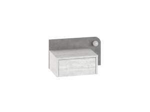 Mesa de cabeceira "Dotta" com bolbo de madeira - 52 x 30 x 28 cm - Cinzento