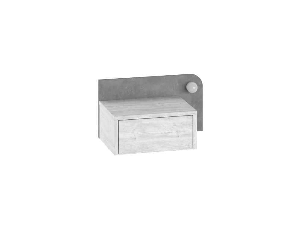 Mesa de cabeceira "Dotta" com bolbo de madeira - 52 x 30 x 28 cm - Cinzento