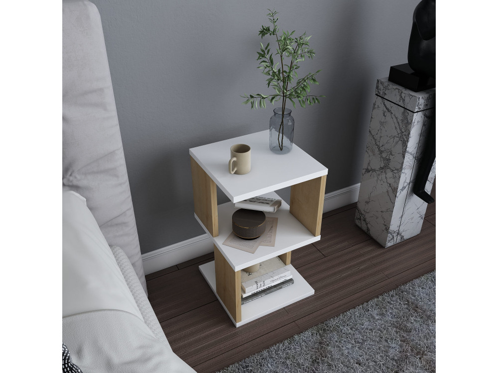 Mesa de cabeceira de madeira "Carter" - 30 x 30 x 49 cm - Branco