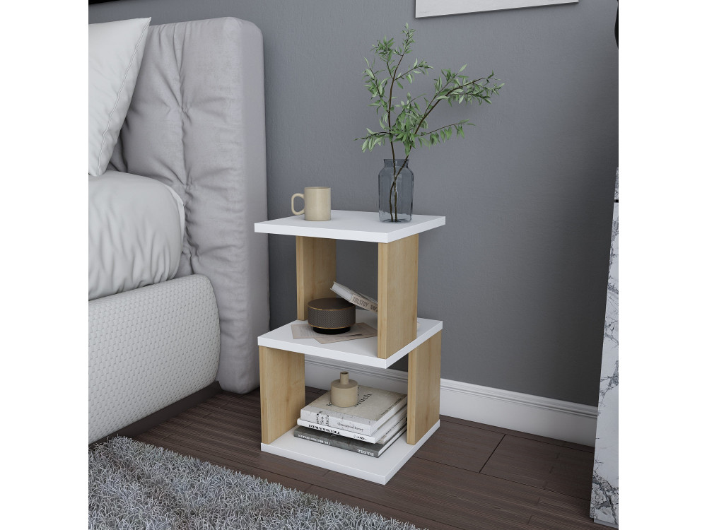 Mesa de cabeceira de madeira "Carter" - 30 x 30 x 49 cm - Branco