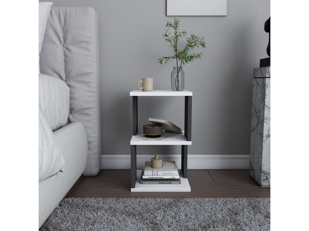 Mesa de cabeceira de madeira "Carter" - 30 x 30 x 49 cm - Branco