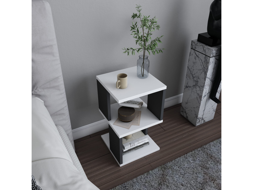 Mesa de cabeceira de madeira "Carter" - 30 x 30 x 49 cm - Branco