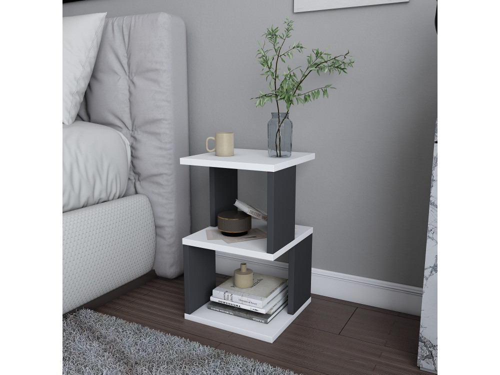 Mesa de cabeceira de madeira "Carter" - 30 x 30 x 49 cm - Branco