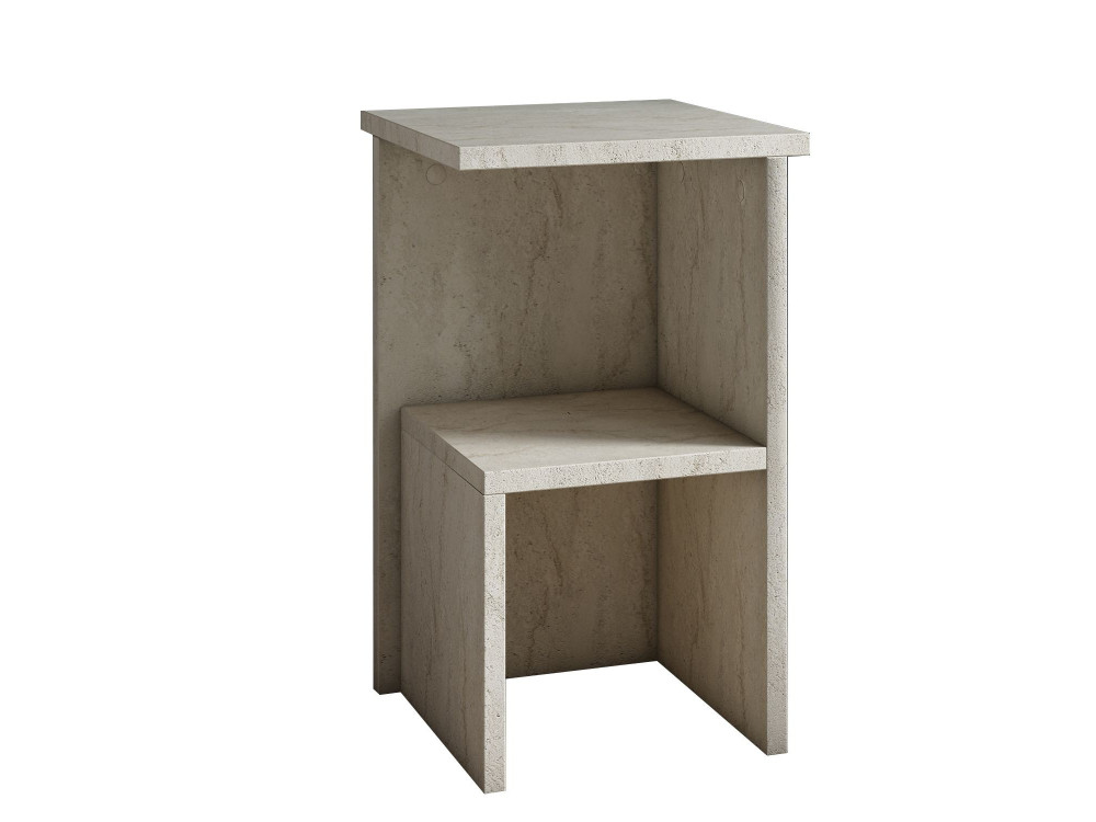 Mesa de cabeceira de madeira "Roisin" - 30 x 30 x 50 cm - Travertino