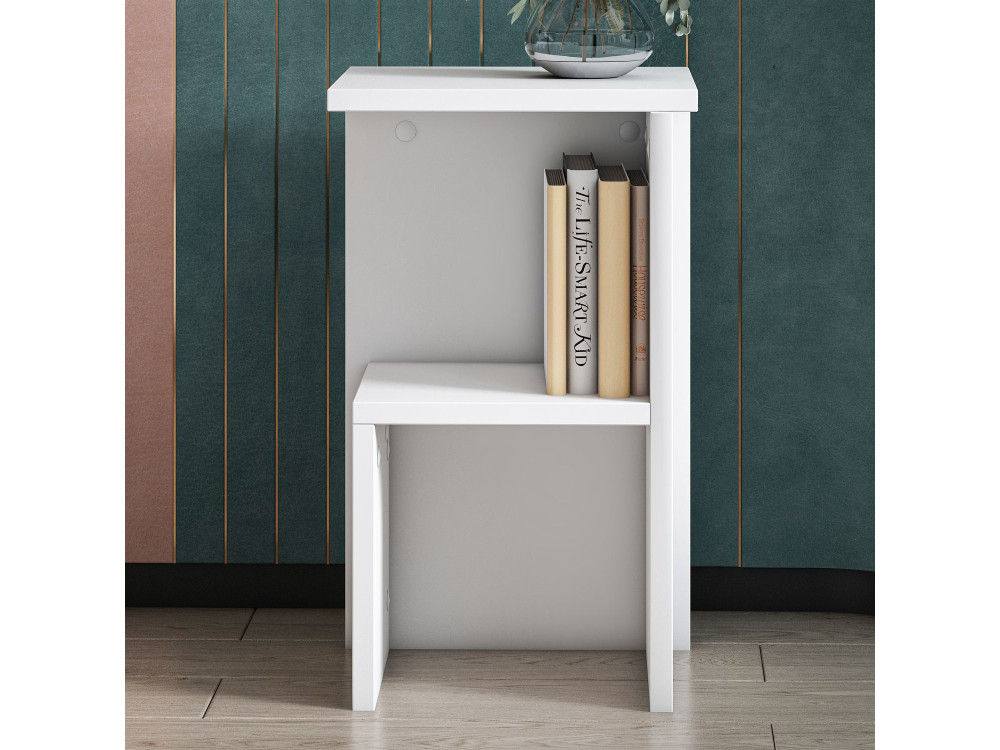 Mesa de cabeceira de madeira "Roisin" - 30 x 30 x 50 cm - Branco