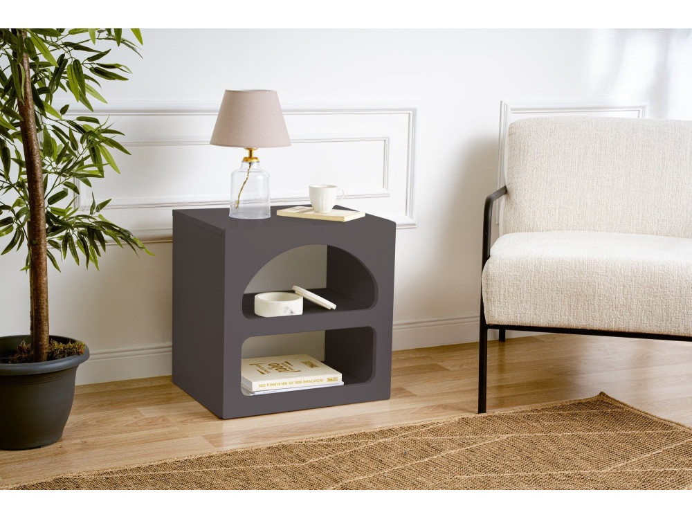 Mesa de cabeceira de madeira "Lorin" - 50 x 40 x 50 cm - Cinzento antracite