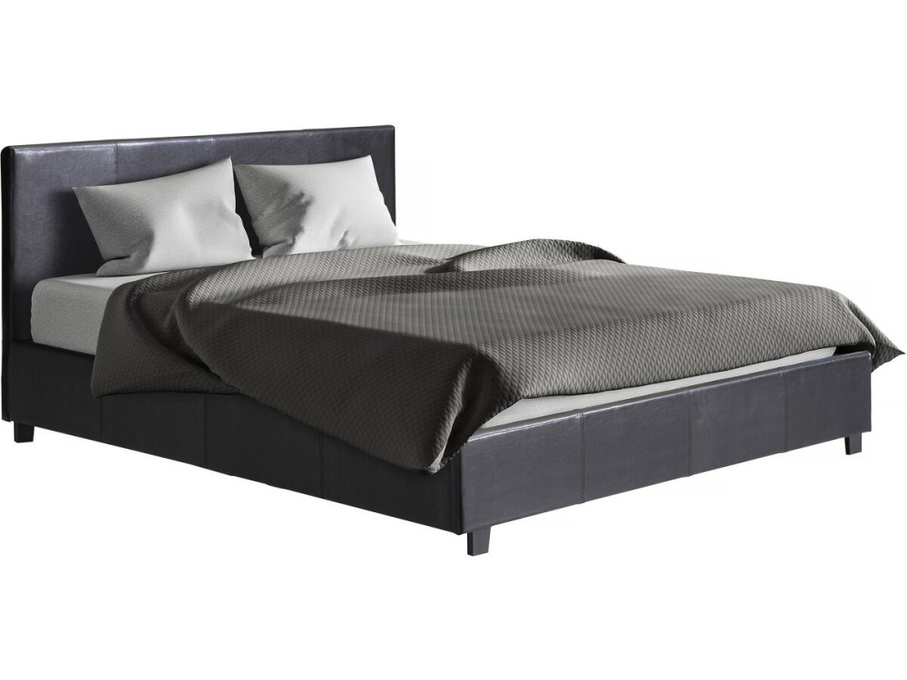 Cama de casal com baú "Carla" - 140 x 190 cm - Preto