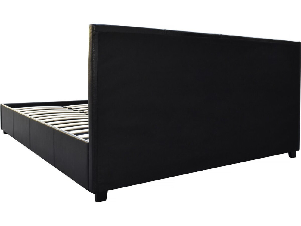 Cama de casal com baú "Carla" - 140 x 190 cm - Preto