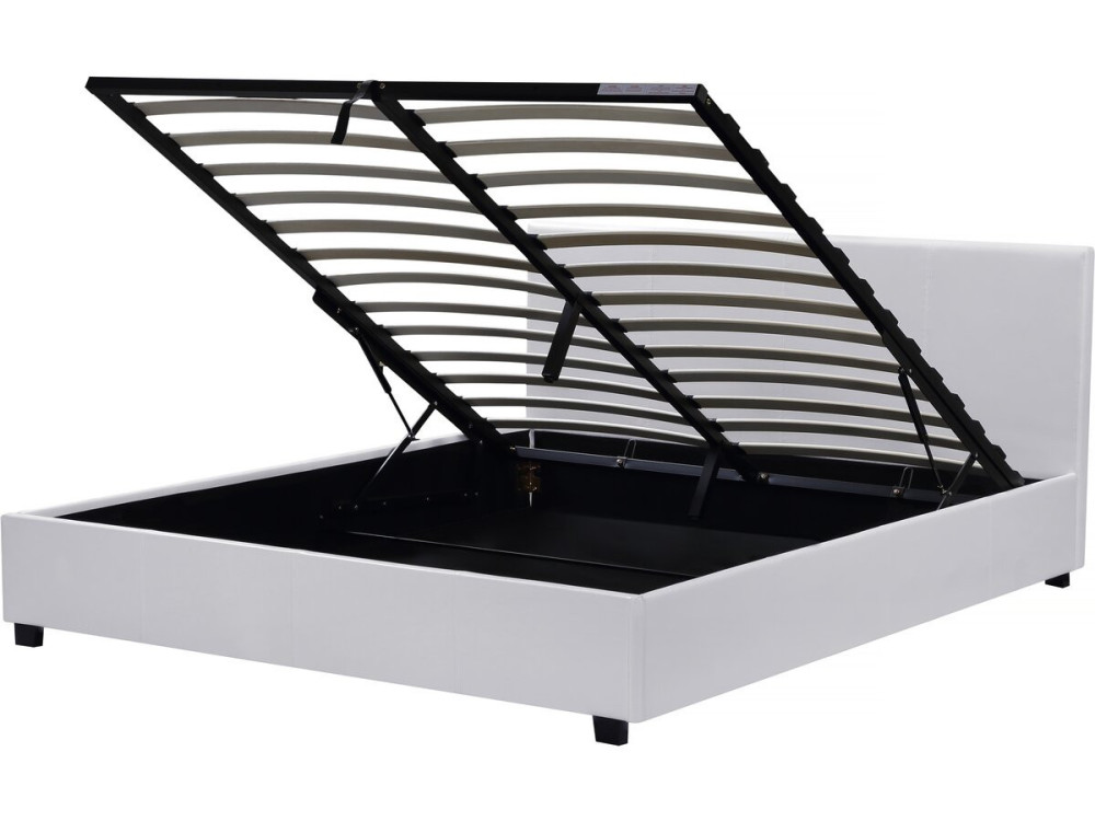 Cama de casal com baú "Carla" - 140 x 190 cm - Branco