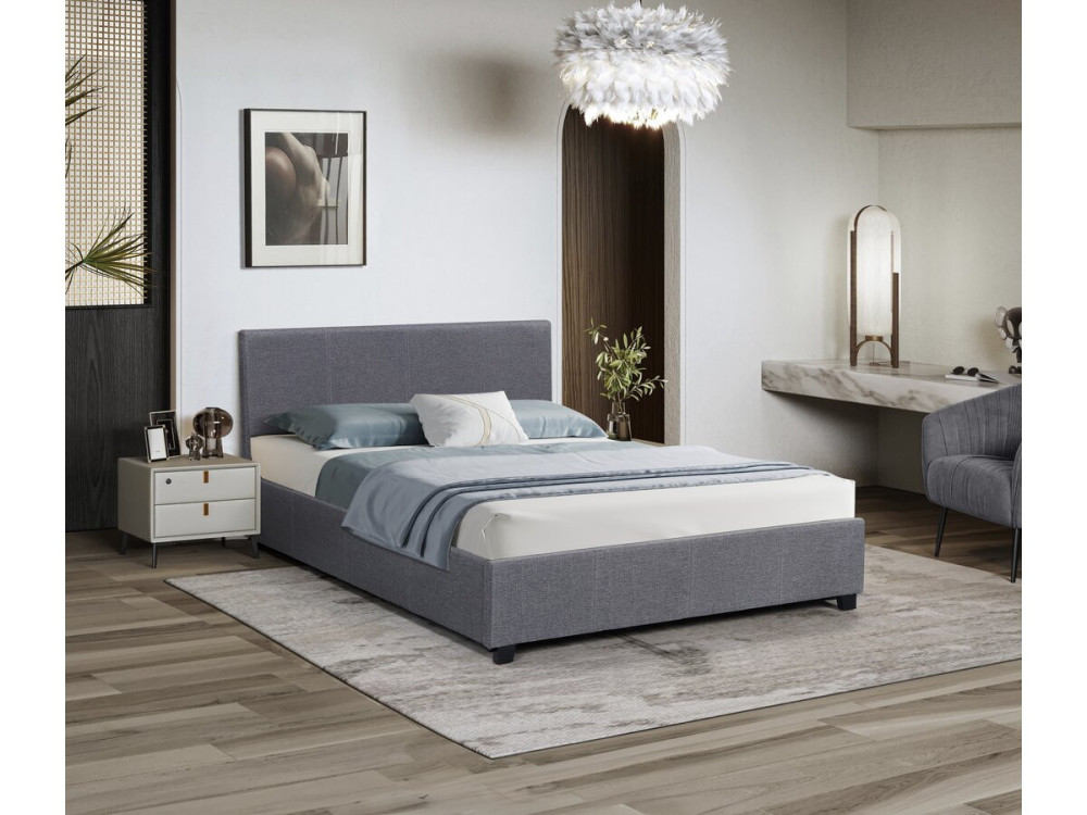 Cama de casal com baú "Carla" - 160 x 200 - Cinza
