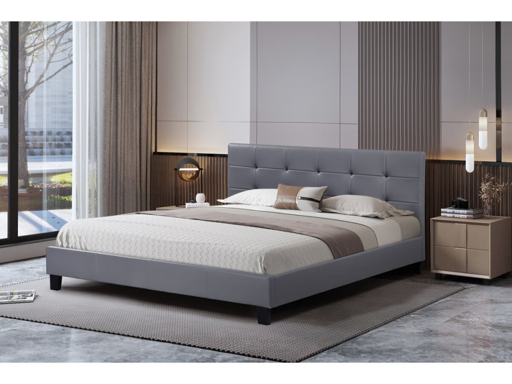 Cama"Julia" - 160 x 200 cm - Cinza clara
