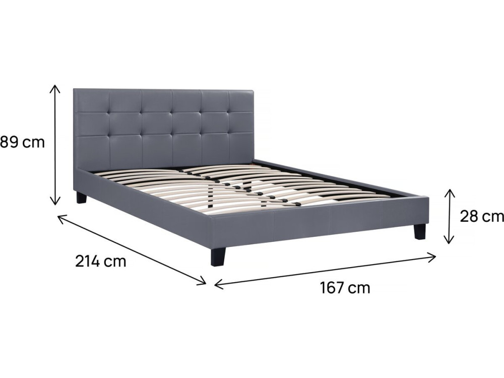 Cama"Julia" - 160 x 200 cm - Cinza clara