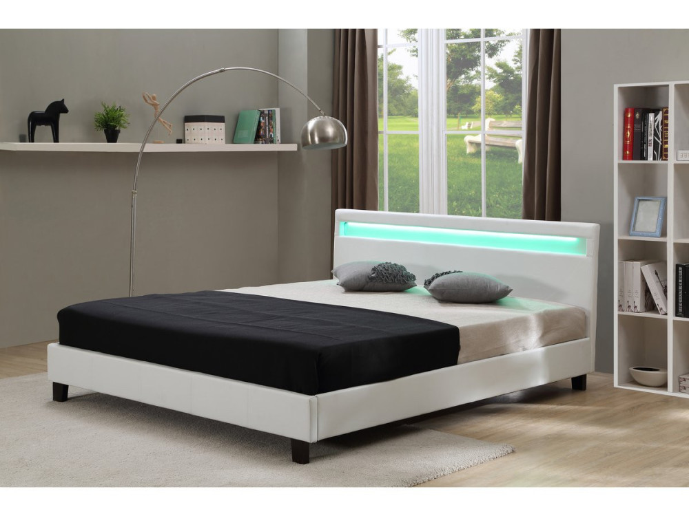 Cama LED "Maria" - 140 x 190 cm - Branco