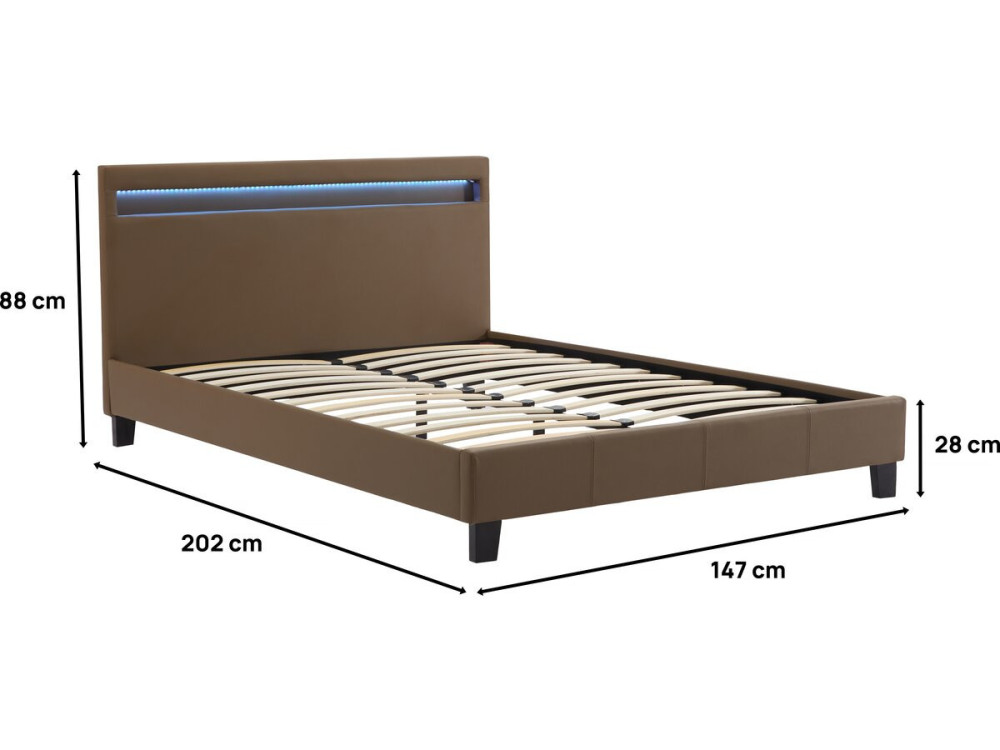 Cama LED "Maria" - 140 x 190 cm - Taupe