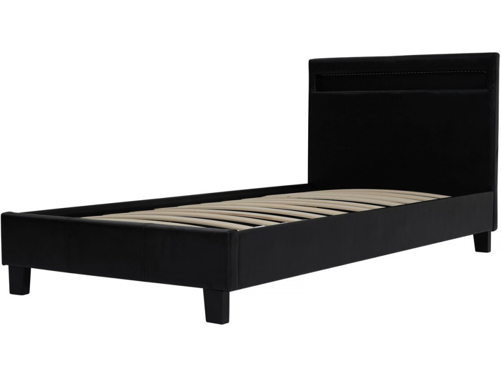 Cama com LED "Maria" 90 x 190 cm - Preta