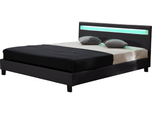 Cama LED "Maria" - 140 x 190 cm - Preta