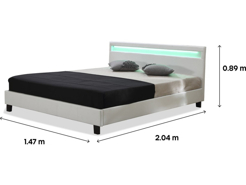 Cama LED "Maria" - 160 x 200 cm - Branco
