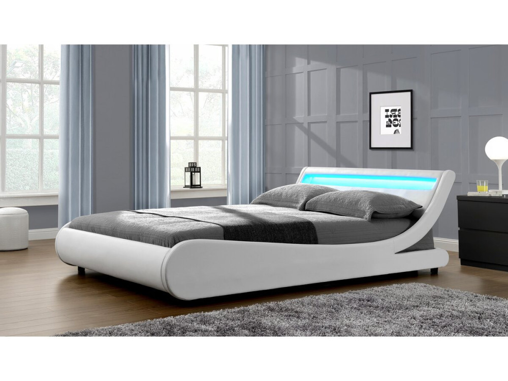 Cama LED "Natacha" - 160 x 200 cm - Branca