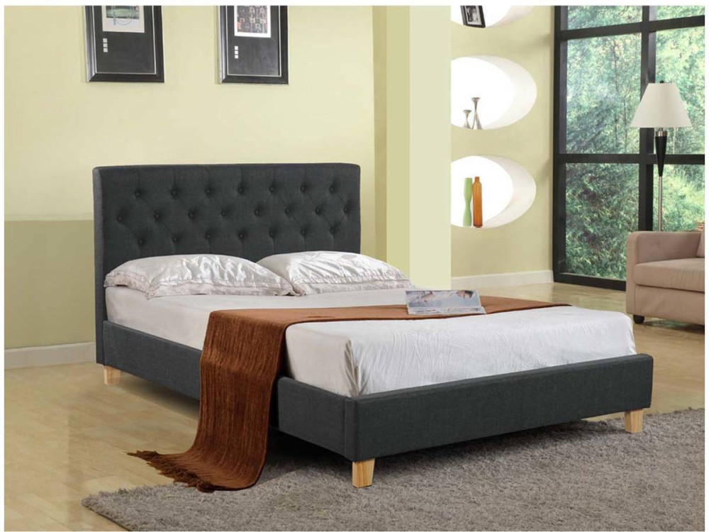 Cama de casal "Emmy" - 140 x 190 cm - Cinza