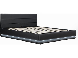 Cama LED com baú "Anastasia" - 140 x 190 cm - Preto