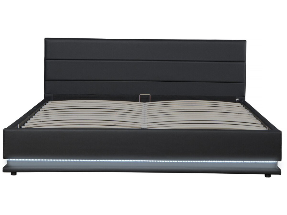 Cama LED com baú "Anastasia" - 140 x 190 cm - Preto