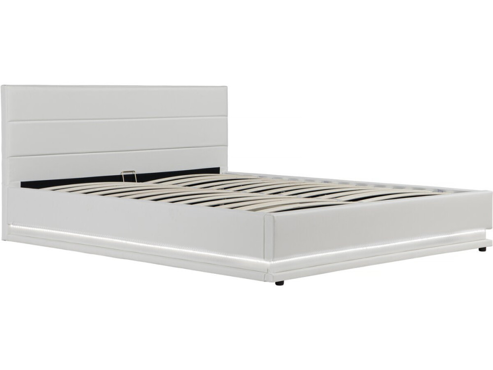 Cama LED com baú "Anastasia" - 160 x 200 cm - Branco