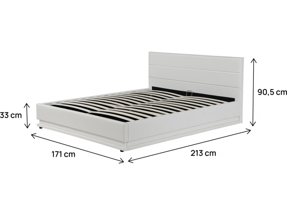 Cama LED com baú "Anastasia" - 160 x 200 cm - Branco