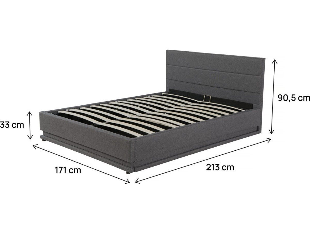 Cama Baú LED "Anastasia" - 160 x 200 - Cinza escuro