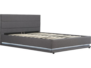 Cama Baú LED "Anastasia" - 180 x 200 - Cinza escuro