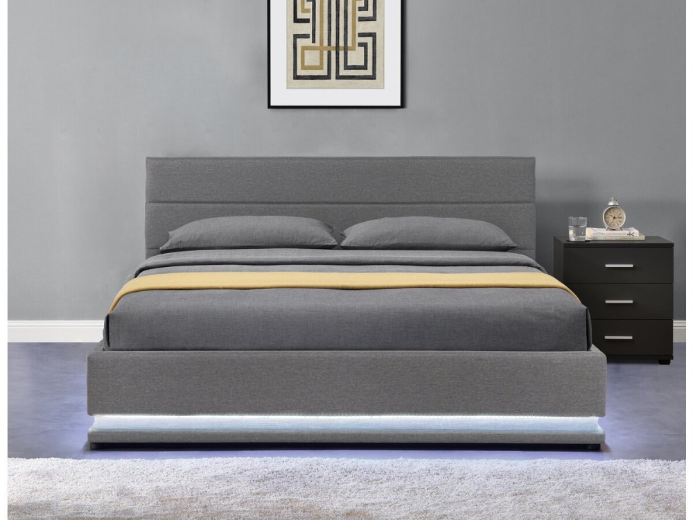Cama Baú LED "Anastasia" - 180 x 200 - Cinza escuro
