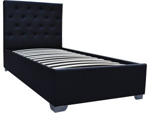 Cama de solteiro com baú "Tino" - 90 × 190 cm - Preto